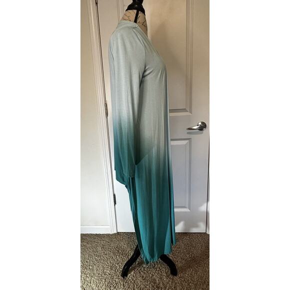 BCBG Maxazaria women’s sz M Blue Green Ombre Cardigan Wrap Sweater Y2K Fall cozy - Picture 2 of 7